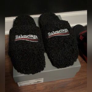 Balenciaga fur slides